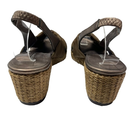 Donald J Pliner Kiwa Brown Bronze Wedge Heels Platform Pumps Sandals Women’s 10 - Picture 3 of 11